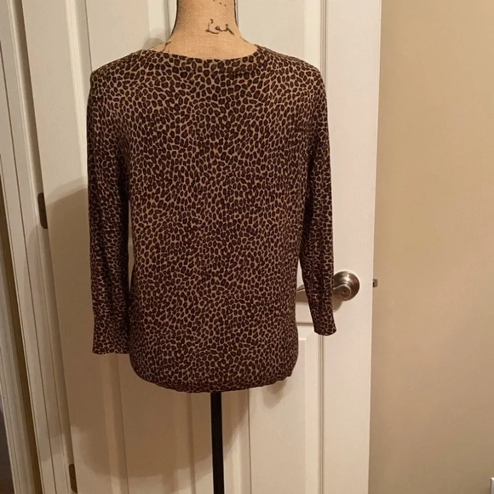 Michael Michael Kors Leopard Print Snap Front Sweater Color: Black/Brown Size: M